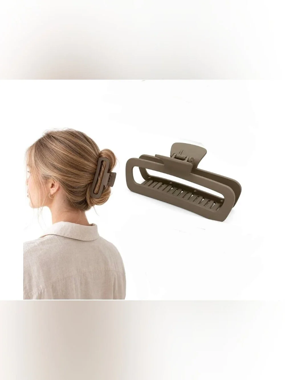 Metallic Champagne Rectangle Extra Large Hair Claw Clip BNIB